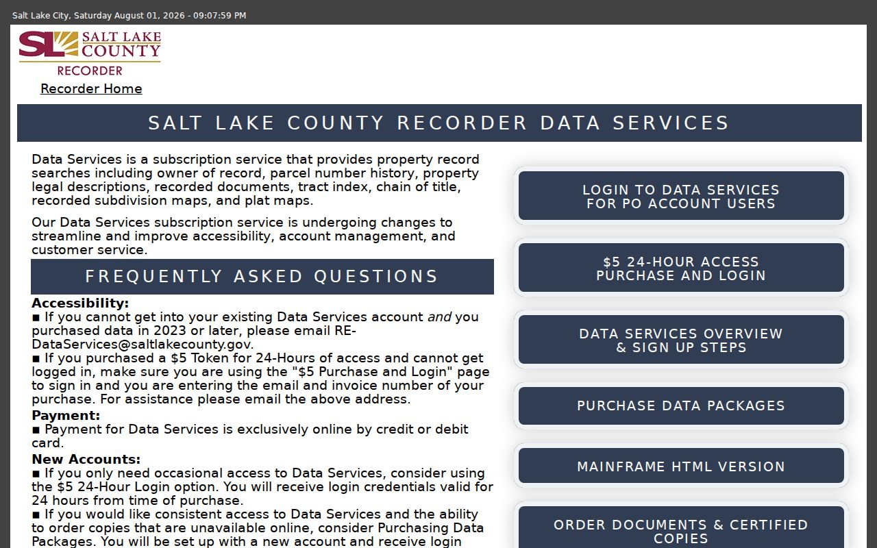 Murray public records access through Salt Lake County Recorder Data Services
