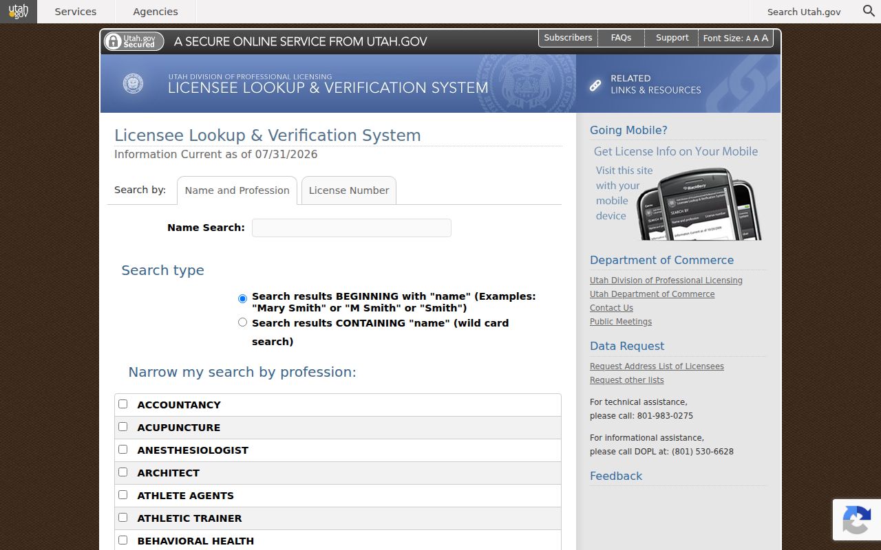 Murray people directories Utah professional license lookup
