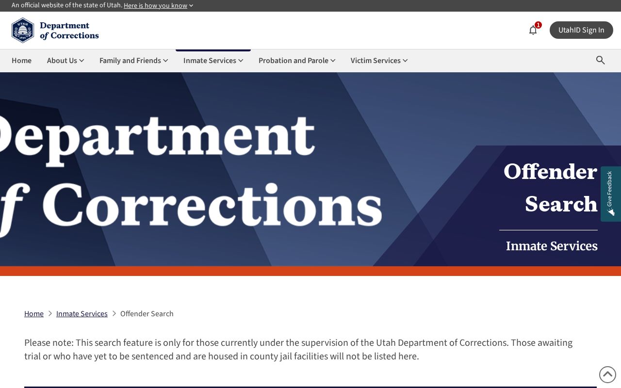 Murray public records search through Utah Corrections offender lookup
