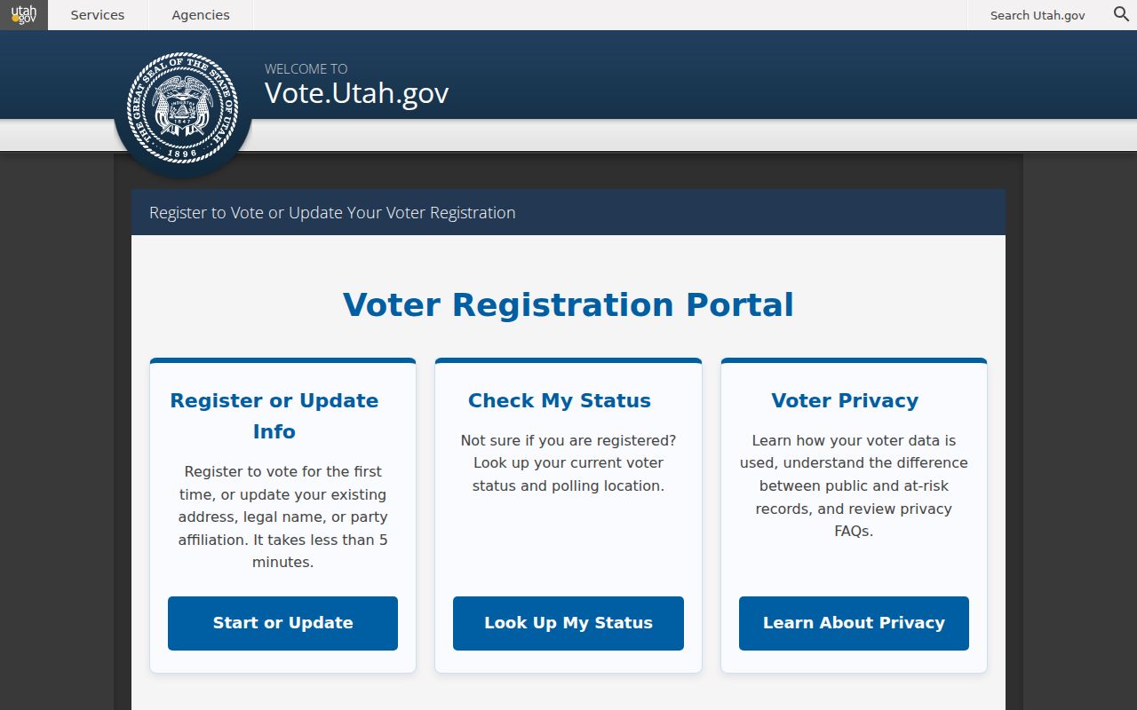 Murray voter registration status lookup on Vote.Utah.gov